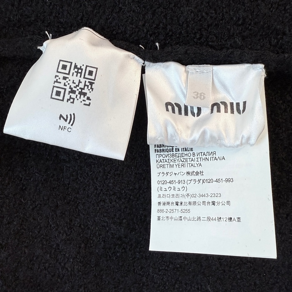 Miu Miu Bouclé Wool Mini Skirt Black Stretch Made in Italy IT 36 XS - Picture 11 of 17